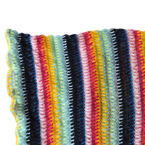 Vilagallo Colorful Striped Crochet Knit Swimsuit Coverup Cardigan Size Small - Picture 6 of 6